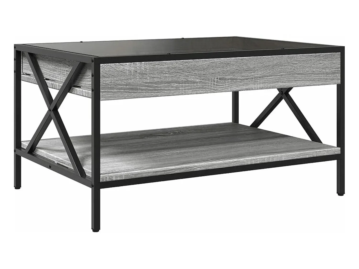 vidaxl Mesa de centro luzes LED Infinity 70x50x38 cm sonoma^ Mesa De Centro