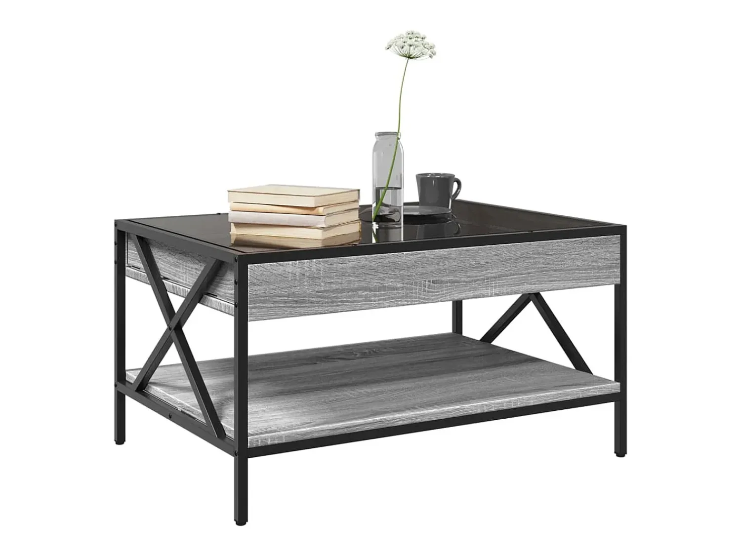 vidaxl Mesa de centro luzes LED Infinity 70x50x38 cm sonoma^ Mesa De Centro