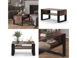 Mesa De Centro|Vicco Mesa de centro madeira antiga 92x52.4x45.6 olli Castanho
