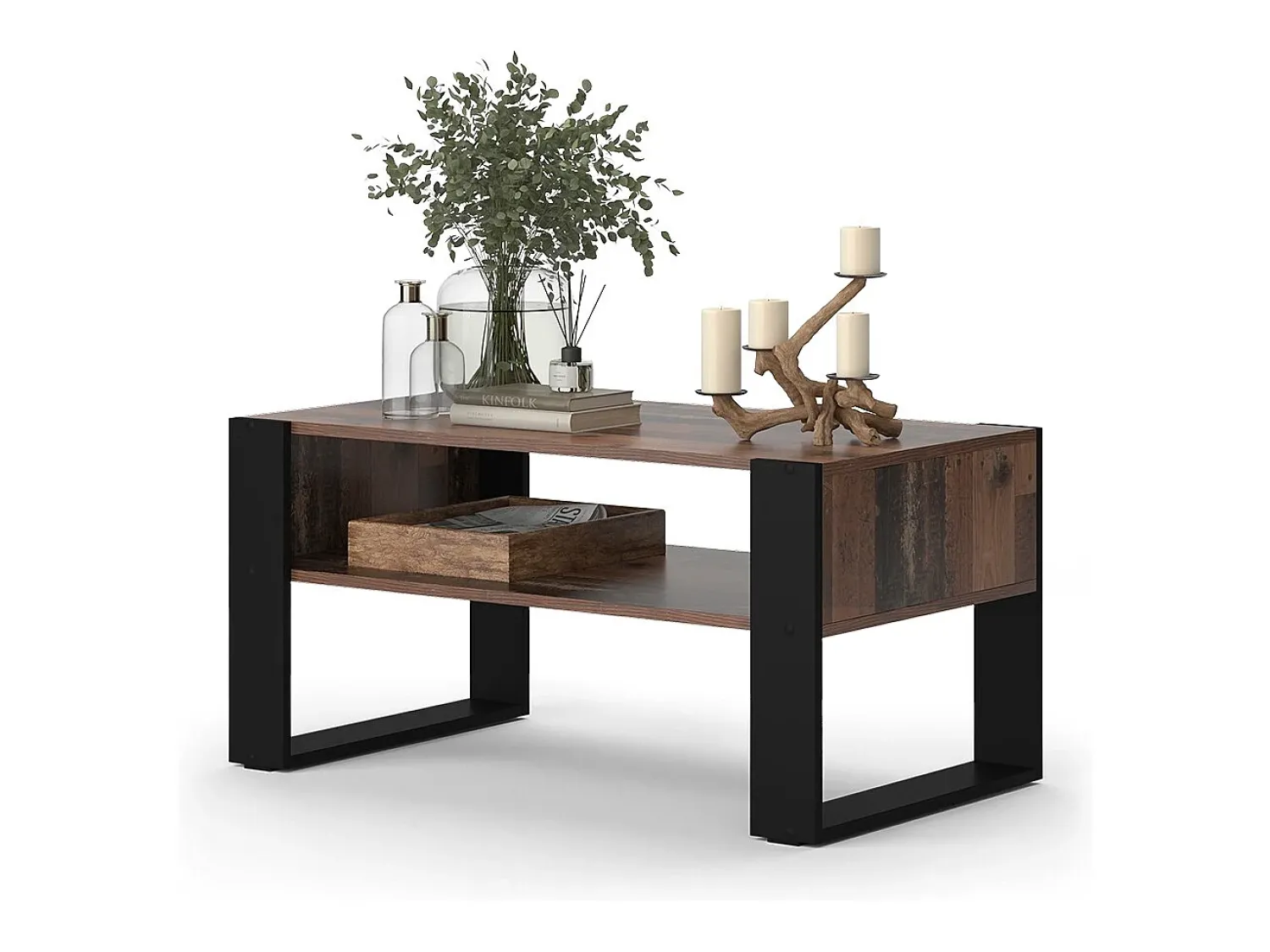 Mesa De Centro|Vicco Mesa de centro madeira antiga 92x52.4x45.6 olli Castanho