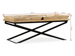 Mesa De Centro|vidaxl Mesa de centro madeira de mangueira maciça 110x55x42 cm Natural claro