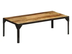 Mesa De Centro|vidaxl Mesa de centro madeira de mangueira maciça áspera e aço 110 cm Natural claro
