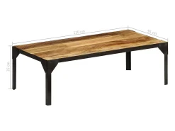 Mesa De Centro|vidaxl Mesa de centro madeira de mangueira maciça áspera e aço 110 cm Natural claro