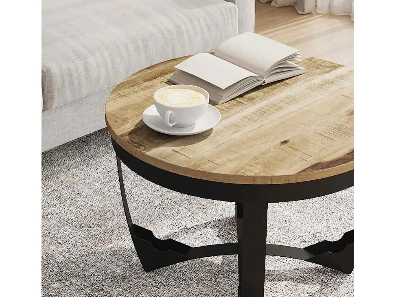 Mesa De Centro*vidaxl Mesa de centro madeira de mangueira maciça áspera 60x40 cm Natural claro