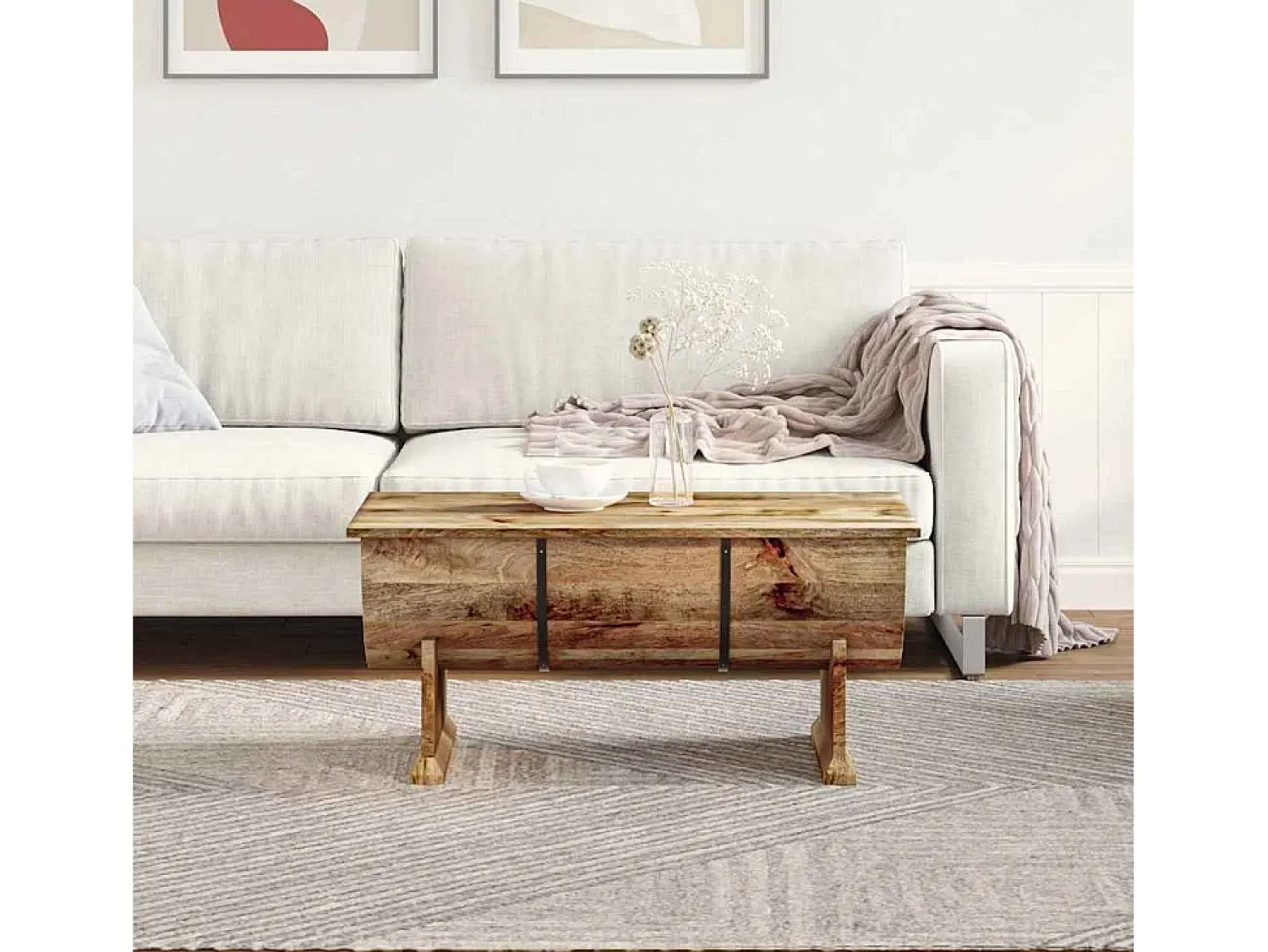 Mesa De Centro*vidaxl Mesa de centro madeira de mangueira maciça 88x50x40 cm Natural claro