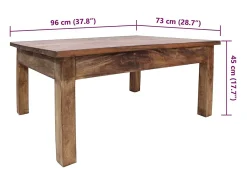 Mesa De Centro*vidaxl Mesa de centro madeira de mogno maciça 96x73x45 cm Natural claro