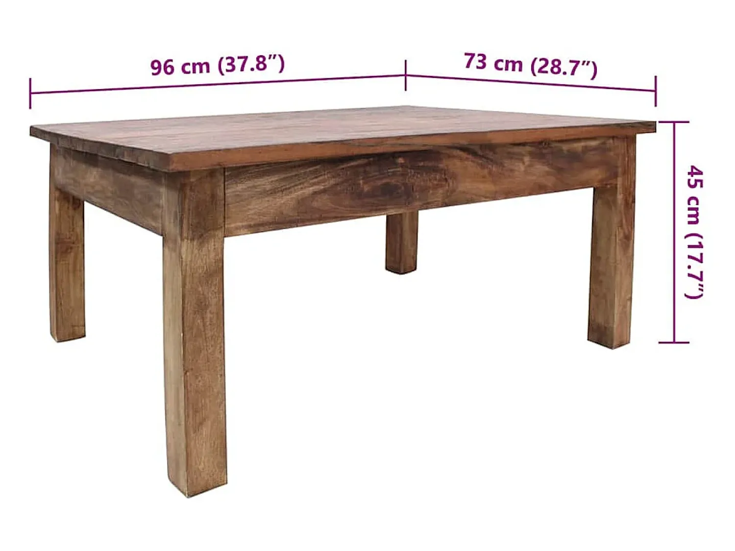 Mesa De Centro*vidaxl Mesa de centro madeira de mogno maciça 96x73x45 cm Natural claro