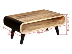 Mesa De Centro*vidaxl Mesa de centro madeira de mangueira rústica 90x55x39 cm Multicor