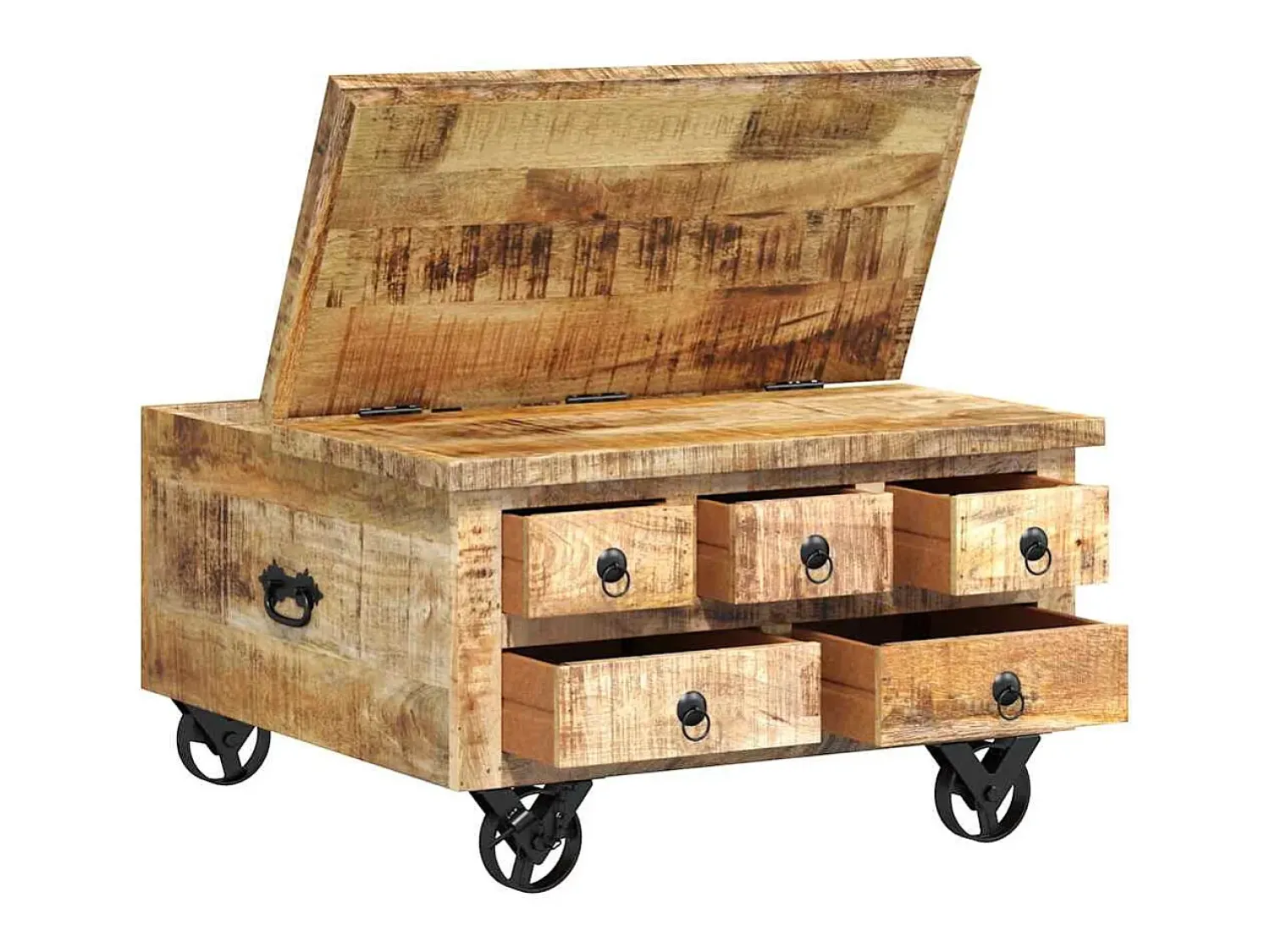 Mesa De Centro*vidaxl Mesa de centro madeira de mangueira áspera 70x70x40 cm Natural claro