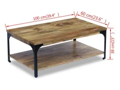 Mesa De Centro*vidaxl Mesa de centro, madeira de mangueira 100x60x38 cm Natural claro