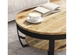 vidaxl Mesa de centro madeira de mangueira maciça áspera 65x32 cm Natural claro