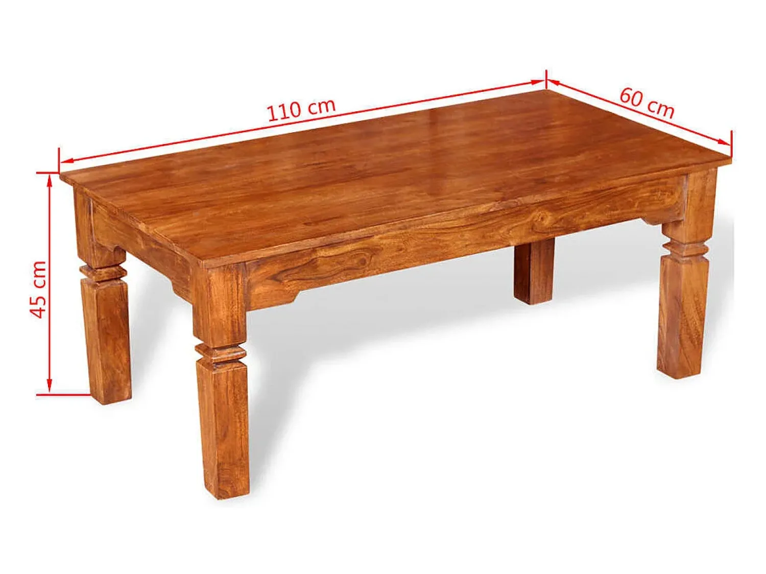 vidaxl Mesa de centro madeira de acácia maciça 110x60x45 cm^ Mesa De Centro