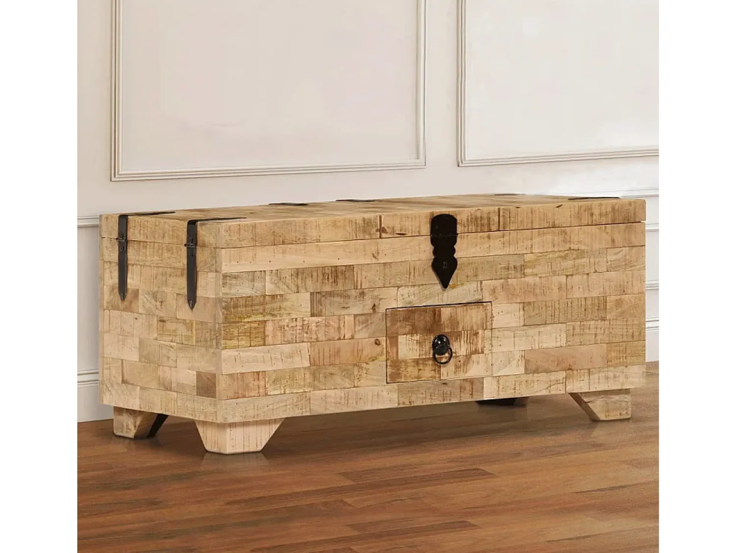 Mesa De Centro*vidaxl Mesa de centro madeira de mangueira maciça 80x40x35 cm Natural claro