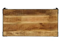 Mesa De Centro| Mesa de centro madeira de mangueira maciça áspera e aço 110 cm PT669681 Castanho