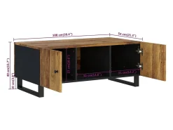 vidaxl Mesa de centro madeira de mangueira maciça/derivados de madeira Natural claro