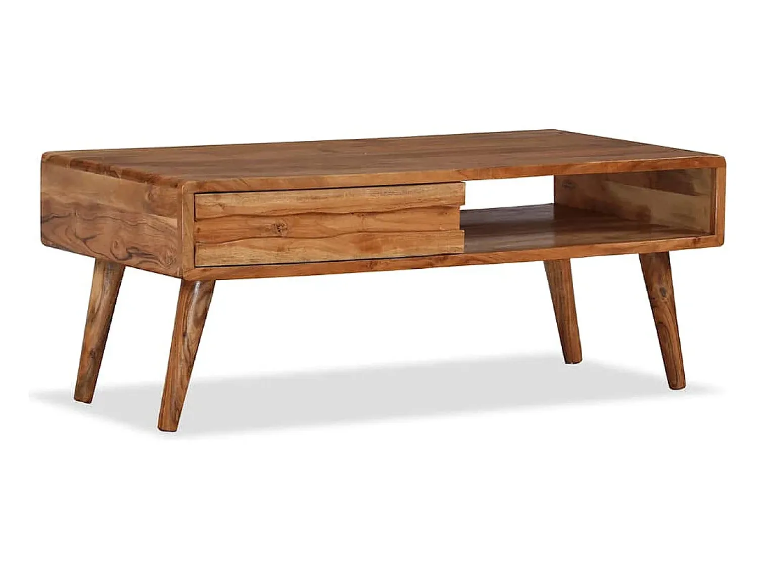vidaxl Mesa de centro madeira maciça com gaveta esculpida 100x50x40 cm^ Mesa De Centro