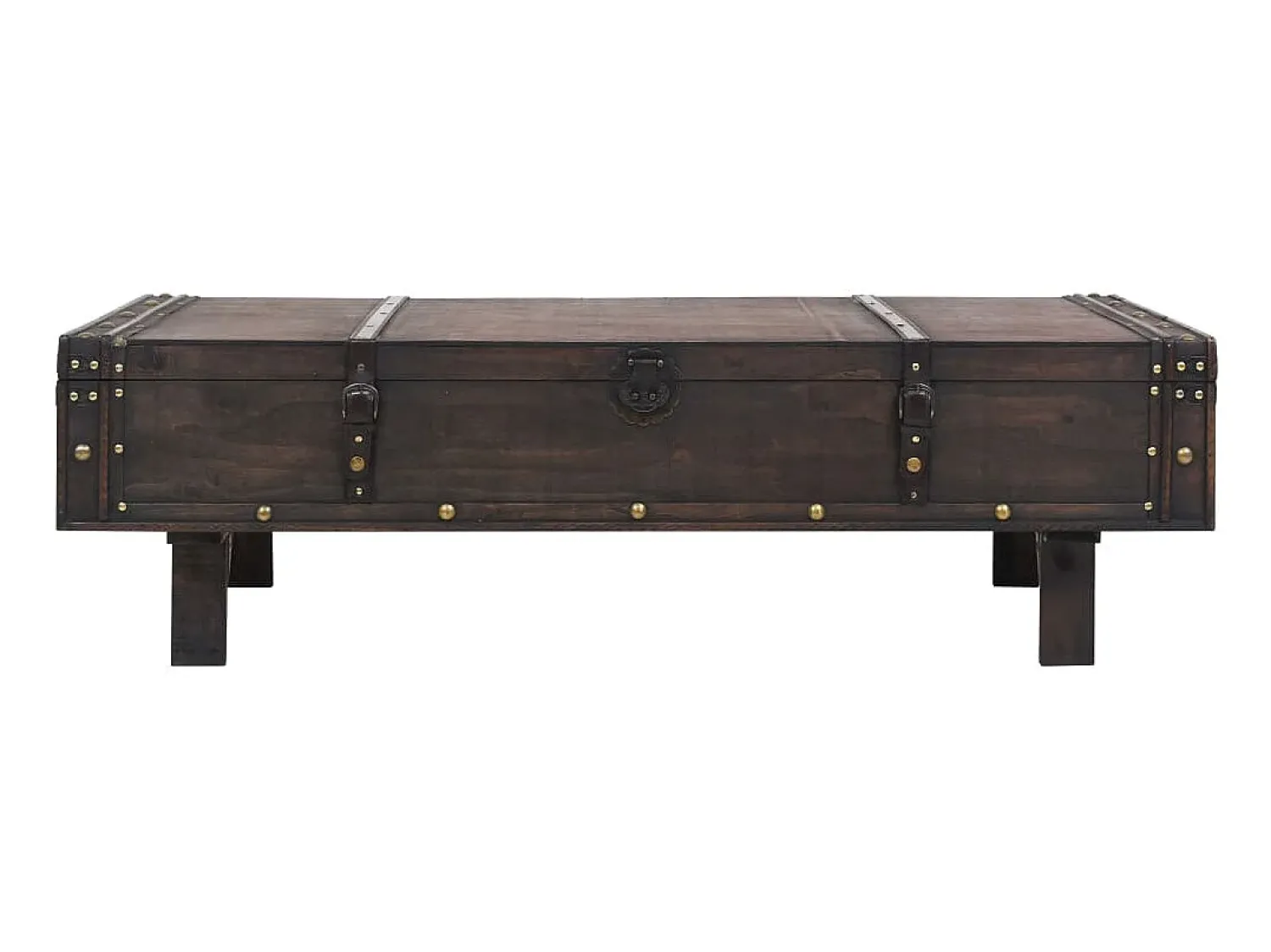 Mesa De Centro* Mesa de centro madeira maciça estilo vintage 120x55x35 cm PT297707 Castanho