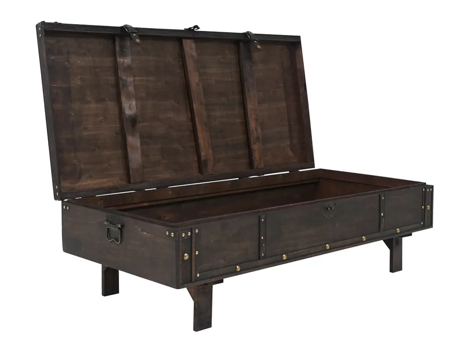 Mesa De Centro* Mesa de centro madeira maciça estilo vintage 120x55x35 cm PT297707 Castanho
