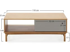 Mesa De Centro*VS Venta-stock Mesa de Centro Magnus 1 Porta de correr e 1 Vão, Madeira Maciça Castanho