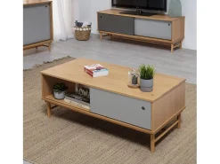 Mesa De Centro*VS Venta-stock Mesa de Centro Magnus 1 Porta de correr e 1 Vão, Madeira Maciça Castanho