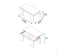 Mesa De Centro*Dmora Mesa de centro Malibu, Mesa de centro com tampo elevatório, Mesa baixa de sala, 100x50h43/84 cm, brilhante Branco