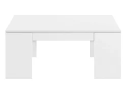 Mesa De Centro*Dmora Mesa de centro Malibu, Mesa de centro com tampo elevatório, Mesa baixa de sala, 100x50h43/84 cm, brilhante Branco