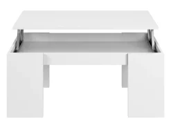 Mesa De Centro*Dmora Mesa de centro Malibu, Mesa de centro com tampo elevatório, Mesa baixa de sala, 100x50h43/84 cm, brilhante Branco