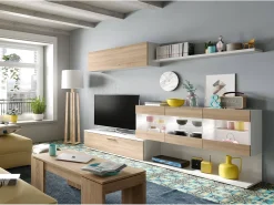 Dmora Mesa de centro Malibu, Mesa de centro com tampo elevatório, Mesa baixa de sala, 100x50h43/84 cm, Carvalho^ Mesa De Centro