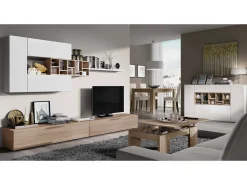 Dmora Mesa de centro Malibu, Mesa de centro com tampo elevatório, Mesa baixa de sala, 100x50h43/84 cm, Carvalho^ Mesa De Centro