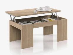 Dmora Mesa de centro Malibu, Mesa de centro com tampo elevatório, Mesa baixa de sala, 100x50h43/84 cm, Carvalho^ Mesa De Centro