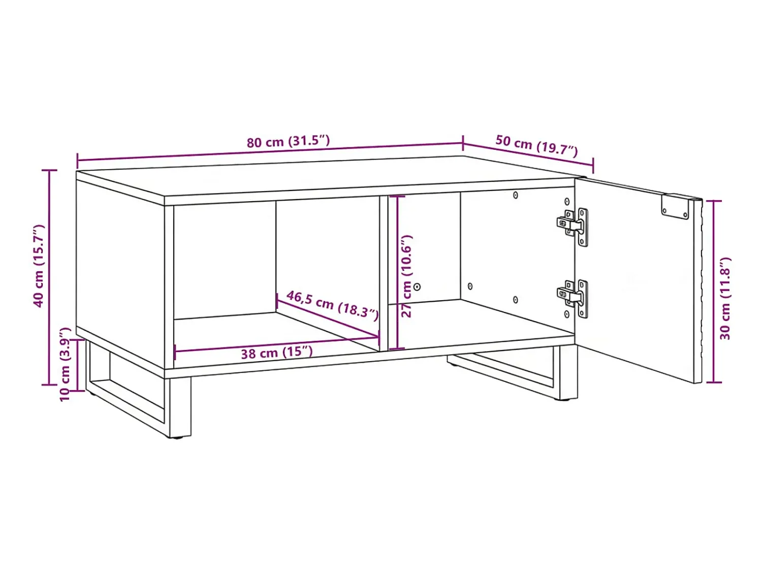 Mesa De Centro|vidaxl Mesa de centro Marrom e Preto 80 x 50 x 40 cm Castanho