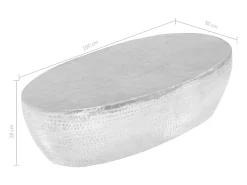 Mesa De Centro|vidaxl Mesa de centro martelada 100x50x28 cm Prateado