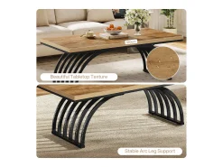 Mesa De Centro*Tribesigns Mesa de Centro, Mesa de Chá de Centro Retangular Rústica de 120cm com Pernas de Moldura de Metal Castanho