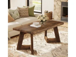 Tribesigns Mesa de Centro, Mesa de Sala de Estar Rural de 120 cm, Mesas Centrais Retangulares para Sala de Estar, Mesa de Chá em Marrom Rústico^ Mesa De Centro
