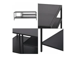 Mesa De Centro|Helloshop26 Mesa de centro metálica 40 x 110 x 55 cm preta 03_0008452 Preto