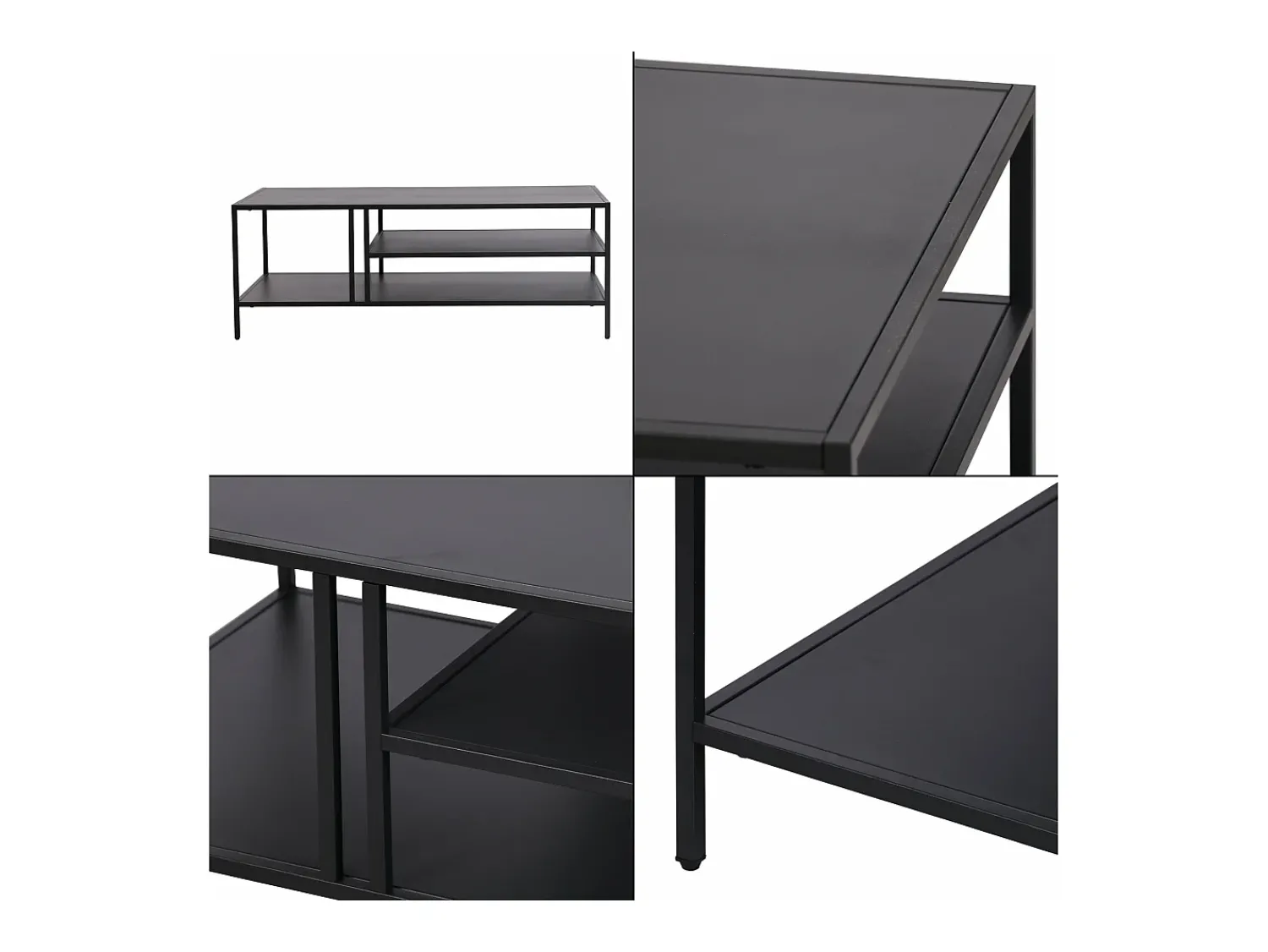 Mesa De Centro|Helloshop26 Mesa de centro metálica 40 x 110 x 55 cm preta 03_0008452 Preto