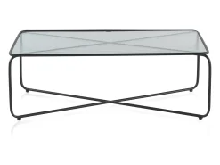 Mesa De Centro* Mesa de centro metálica com vidro Preto