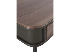 Mesa De Centro| Mesa de centro metálica com tampo e 2 gavetas de madeira Castanho