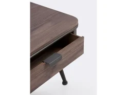 Mesa De Centro| Mesa de centro metálica com tampo e 2 gavetas de madeira Castanho