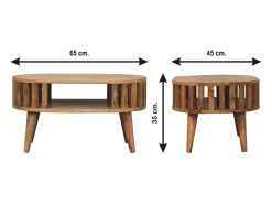 Mesa De Centro| Mesa de centro Mini Ariella em madeira maciça, 1 compartimento aberto, castanho Bege