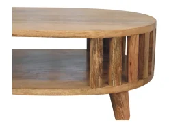 Mesa De Centro| Mesa de centro Mini Ariella em madeira maciça, 1 compartimento aberto, castanho Bege