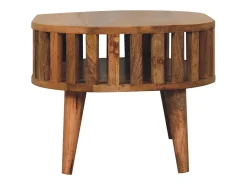 Mesa De Centro| Mesa de centro Mini Ariella em madeira maciça, 1 compartimento aberto, castanho Bege