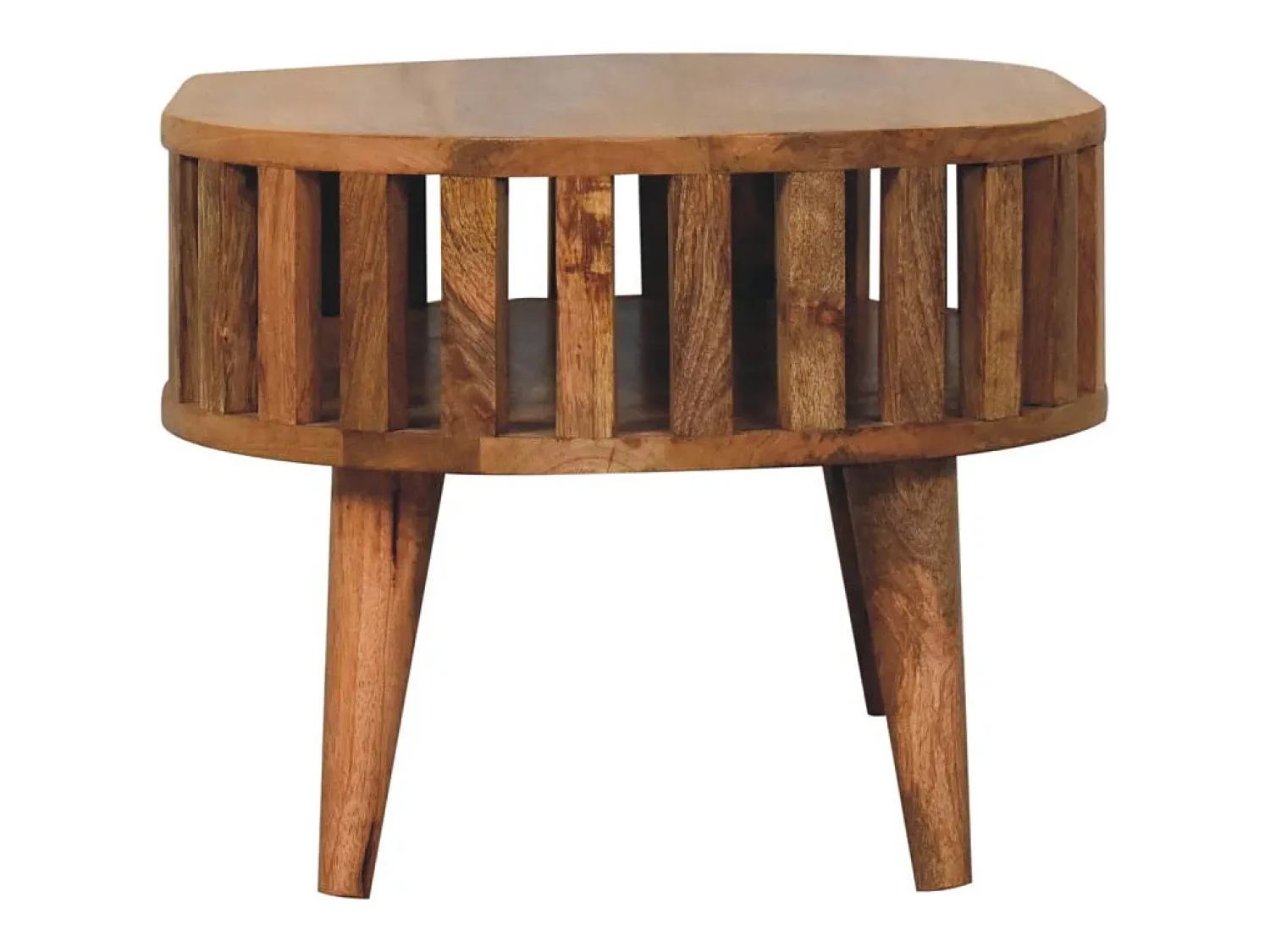 Mesa De Centro| Mesa de centro Mini Ariella em madeira maciça, 1 compartimento aberto, castanho Bege