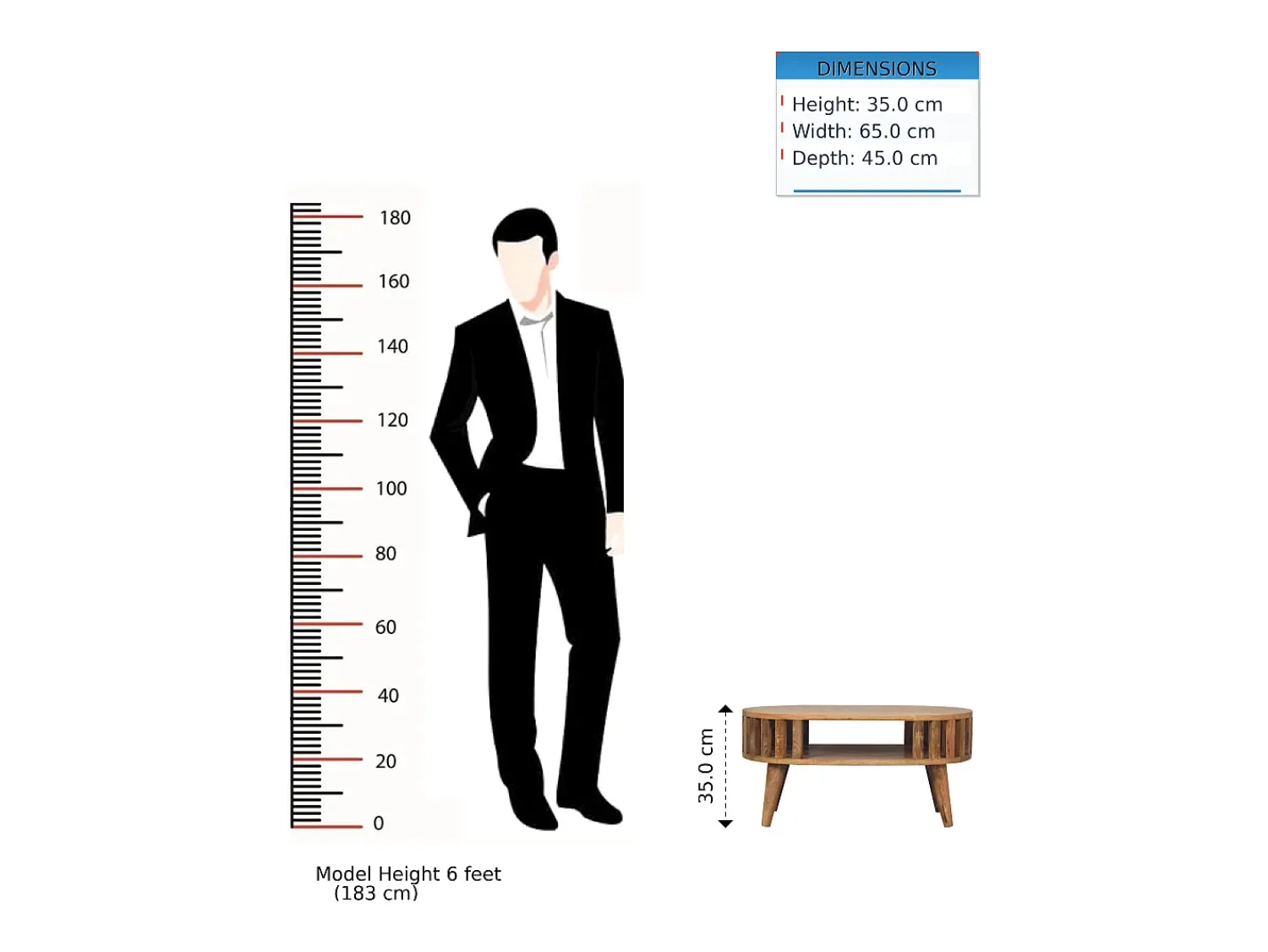 Mesa De Centro| Mesa de centro Mini Ariella em madeira maciça, 1 compartimento aberto, castanho Bege