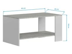 Mesa De Centro| Mesa de centro Mira para sala de estar, cor cimento branco, melamina, 90x50x46 cm Cinzento