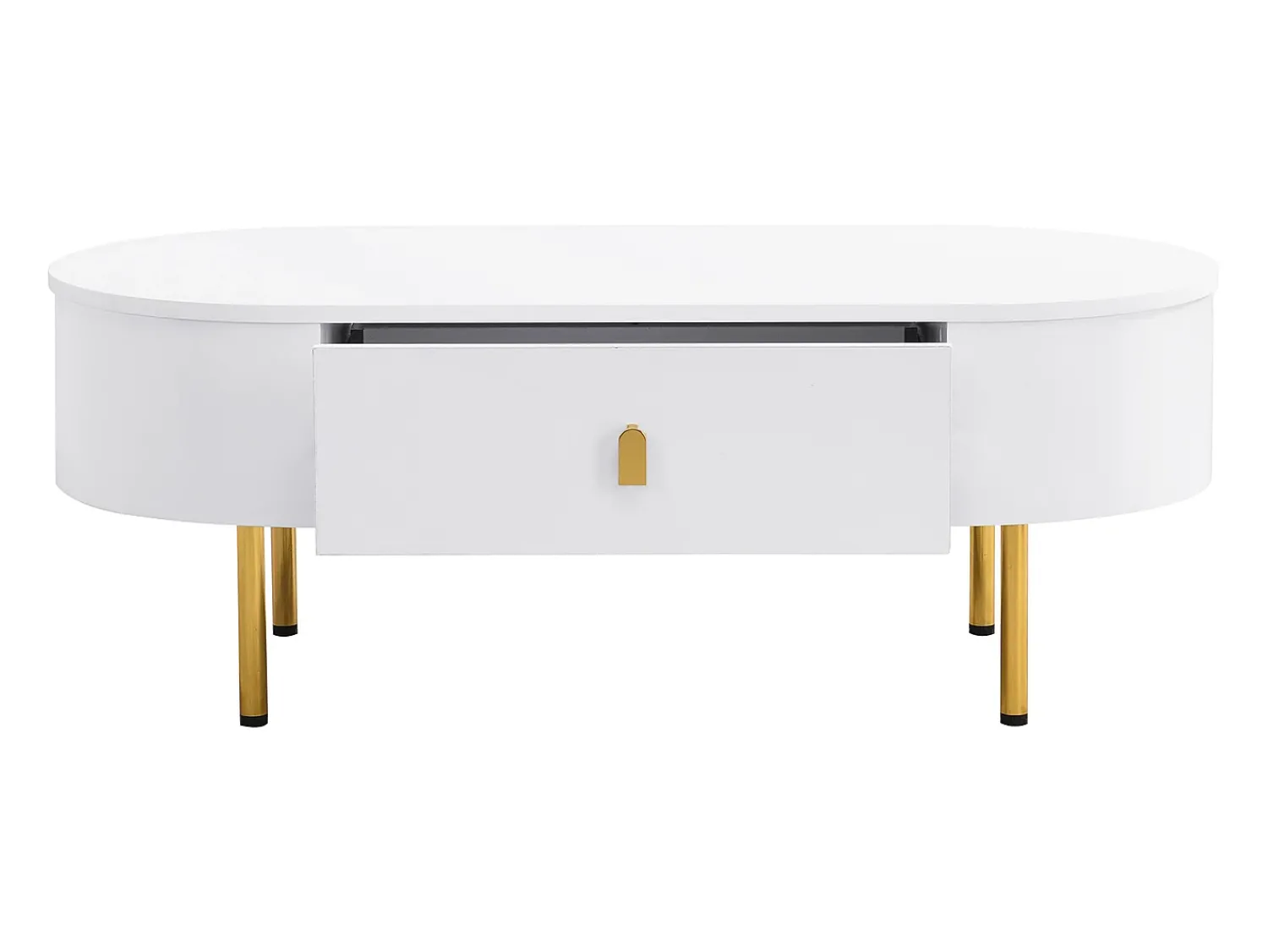 Online ModernLuxe Mesa de centro moderna - 2 gavetas com puxadores e pés dourados - MDF - Branco