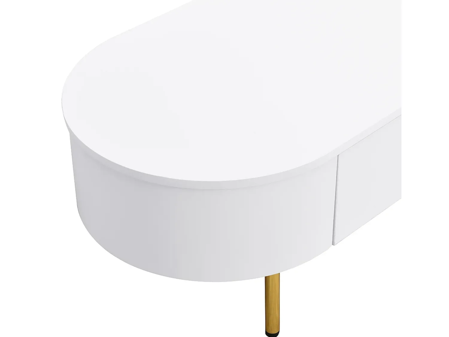 Online ModernLuxe Mesa de centro moderna - 2 gavetas com puxadores e pés dourados - MDF - Branco