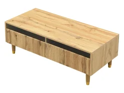 Mesa De Centro|Merax Mesa de centro moderna - 110 x 50 x 40 cm - com 2 gavetas + LEDs - MDF - natural Natural claro