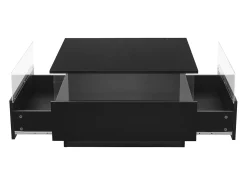 Mesa De Centro*ModernLuxe Mesa de centro moderna - com 2 gavetas + compartimentos em vidro - Preto