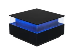 Mesa De Centro*ModernLuxe Mesa de centro moderna - com 2 gavetas + compartimentos em vidro - Preto